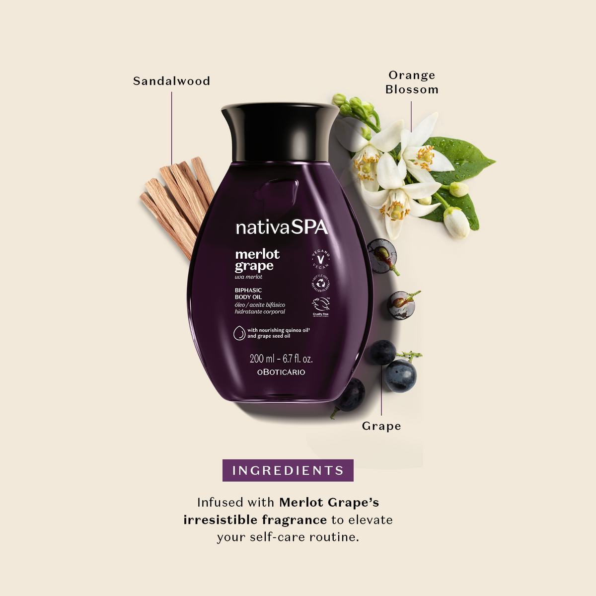 Nativa Spa Merlot Grape Biphase Body Oil